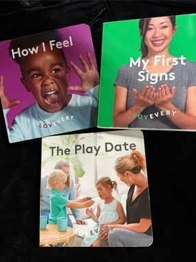 Lovevery Toddler and baby books set of 3 board books learning books 6” x 6” EUC